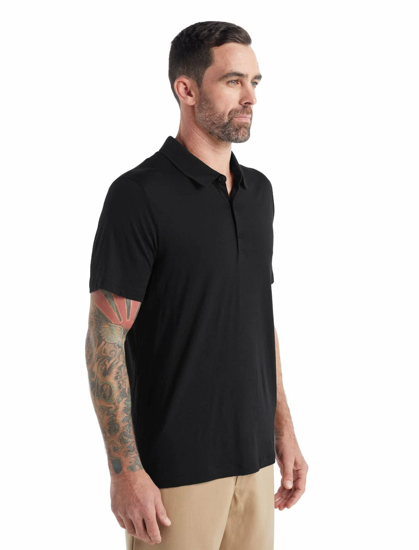 Vamosoutdoors M's Tech Lite II Short Sleeve Polo- Black 1 Vamosoutdoors M's Tech Lite II Short Sleeve Polo- Black
