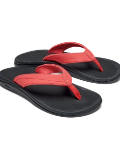 Olukai Footwear W's Ohana Sandals- Hot Coral/Black