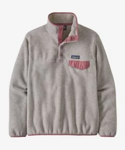 Patagonia W's Lightweight Synchilla® Snap-T® Fleece Pullover - Oatmeal Heather/ Light Star Pink WOMENS