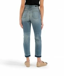 Kut Denim Naomi High Rise Fab Ab- Obliging Wash Ankle Straight Leg