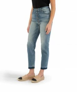 Kut Denim Naomi High Rise Fab Ab- Obliging Wash Ankle Straight Leg