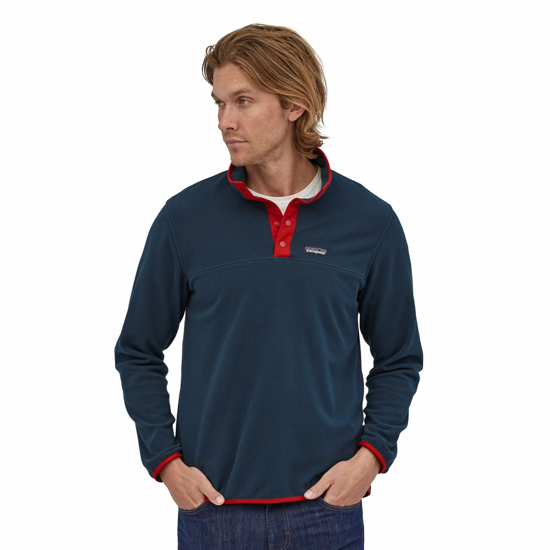 Patagonia M's Micro D® Snap-T® Fleece Pullover - New Navy W/Classic Red Sweaters 1 Patagonia M's Micro D® Snap-T® Fleece Pullover - New Navy W/Classic Red Sweaters