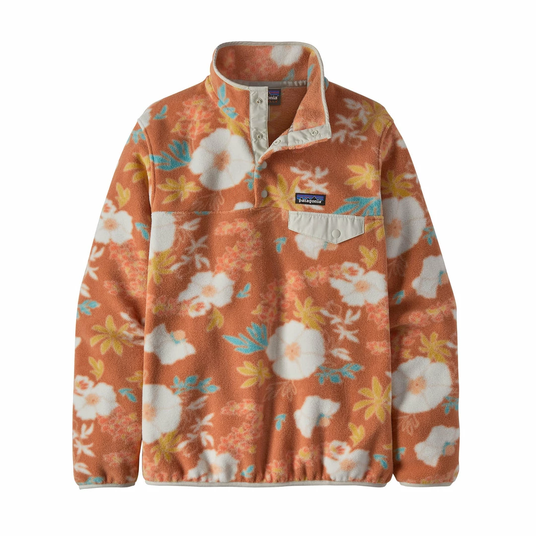 Patagonia WOMENS W's Lightweight Synchilla® Snap-T® Fleece Pullover - Flower Power Big: Toasted Peach 3 Patagonia WOMENS W's Lightweight Synchilla® Snap-T® Fleece Pullover - Flower Power Big: Toasted Peach