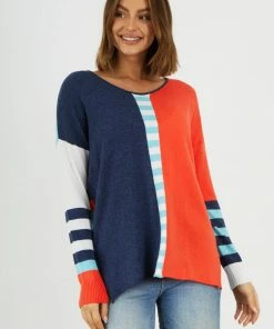 Zaket & Plover W's Fun Stripe Sweater - Denim WOMENS