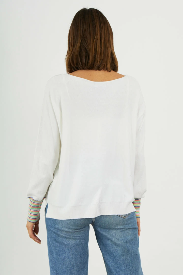 Vamosoutdoors WOMENS W's Rainbow Sweater - White 4 Vamosoutdoors WOMENS W's Rainbow Sweater - White