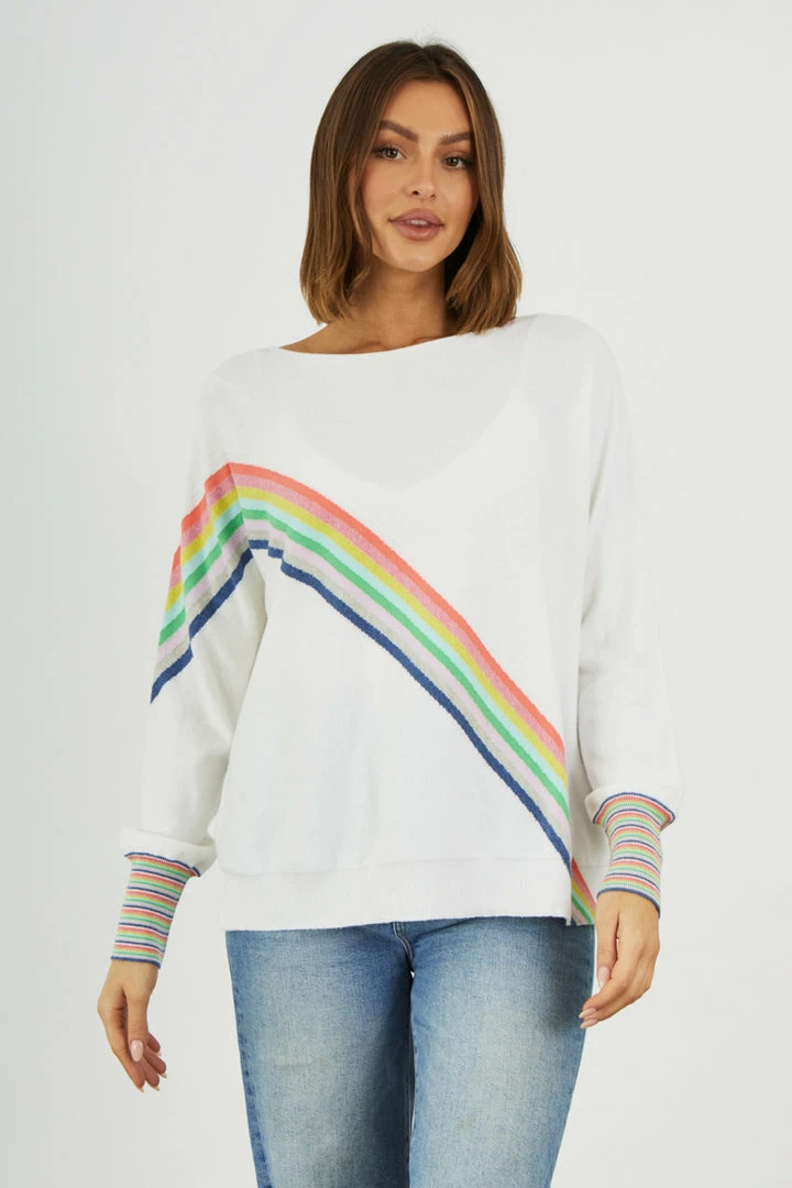 Vamosoutdoors WOMENS W's Rainbow Sweater - White 1 Vamosoutdoors WOMENS W's Rainbow Sweater - White