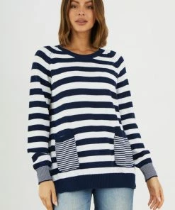 Zaket & Plover W's Nautical Stripe Sweater - Navy